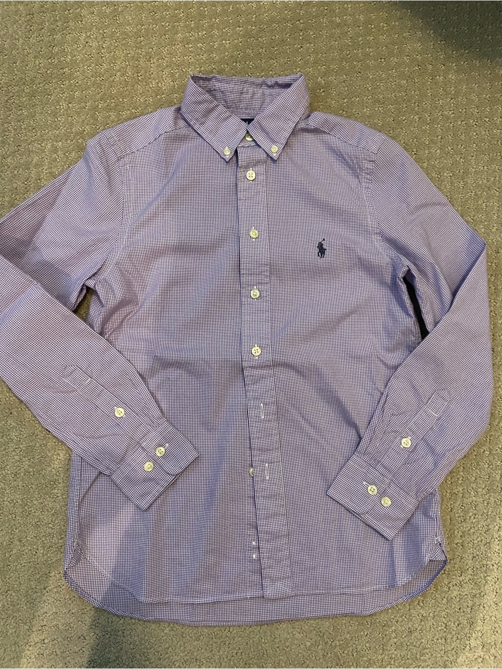 Kids Slim Fit Ralph Lauren Purple Gingham Button Down